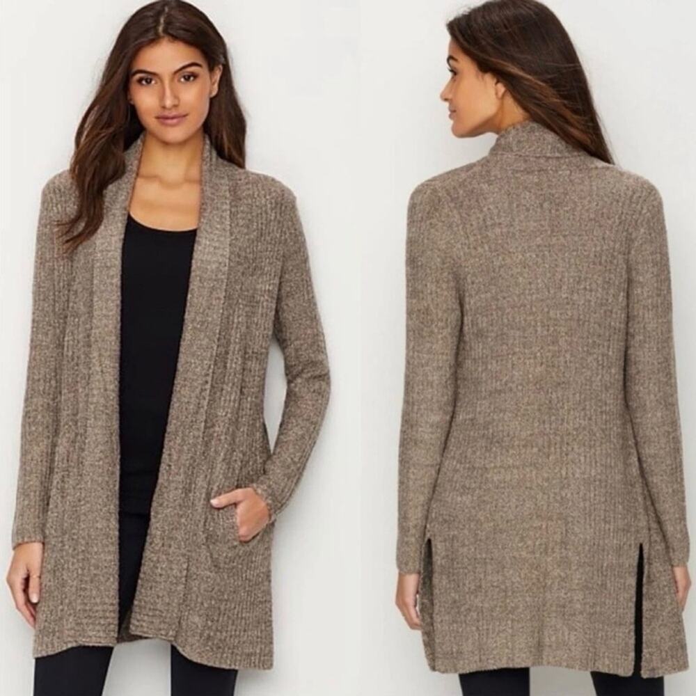 Barefoot Dreams Cozy Chic Lite Montecito Taupe Cardigan Sweater Sz S